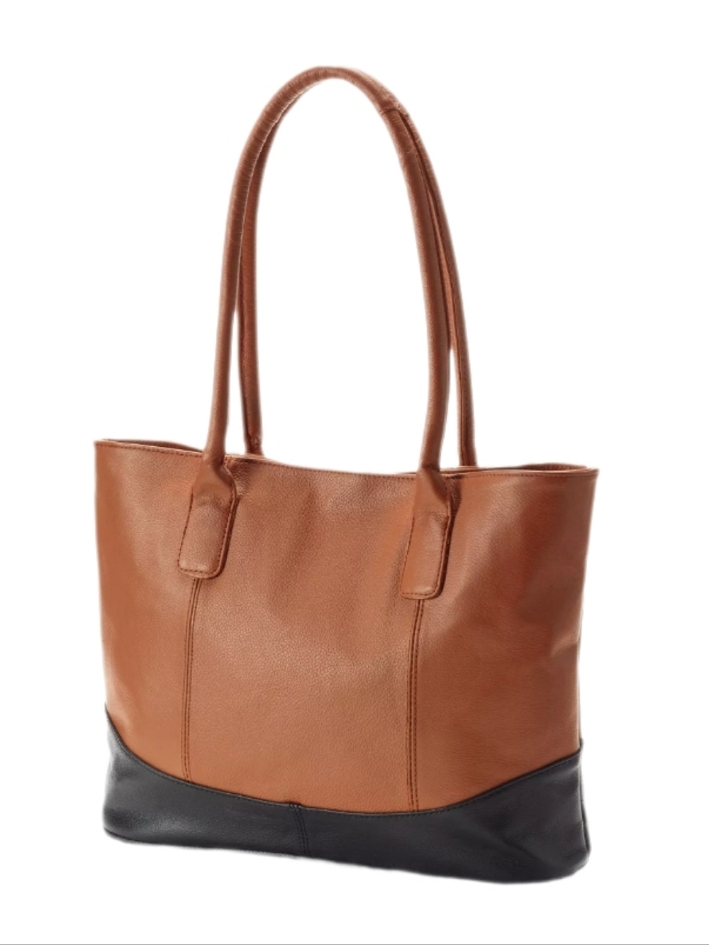 AmeriLeather Two-Tone Casual Leather Tote Bag - Brown & Black EUC